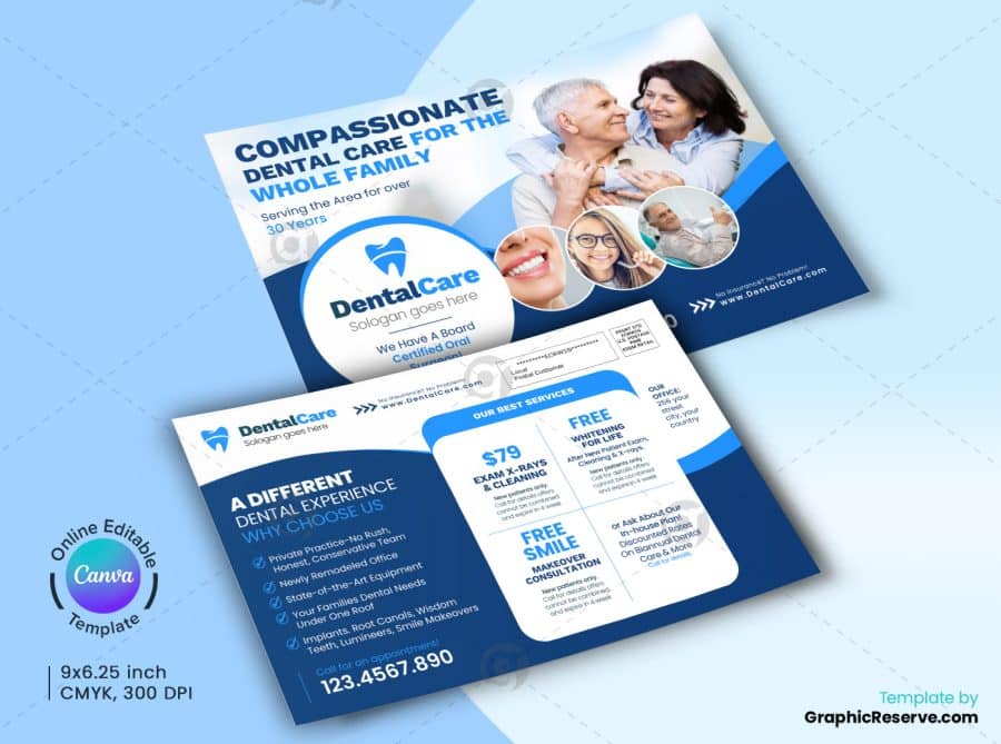 Dental Advertising Mailer Postcard Design – Canva Editable Template - Image 2