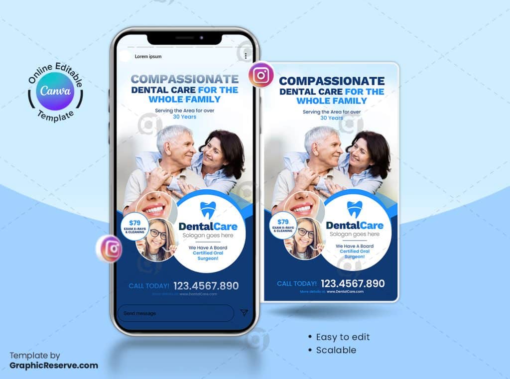 Dental Promotional Service Canva Instagram Story Banner – Canva template