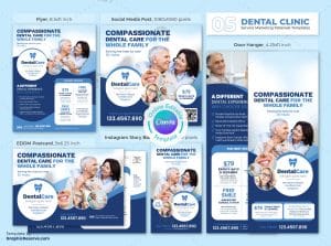 Dental Service Fee 3 in 1 Flyer Canva Template Bundle – Canva template