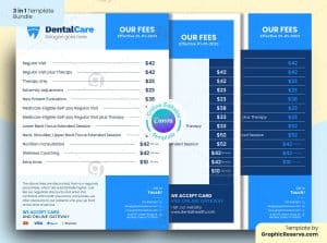 Dental Service Fee 3 in 1 Flyer Canva Template Bundle – Canva template