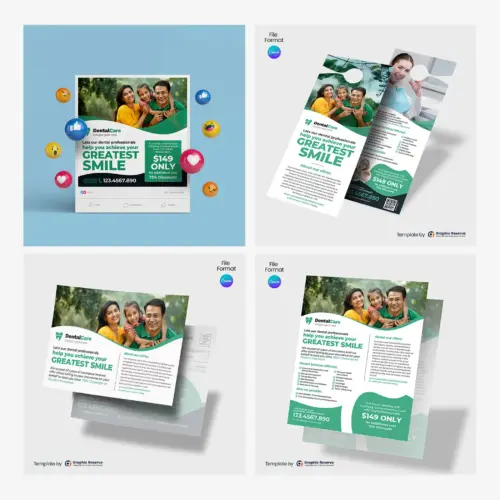 Dental Service Marketing Material Canva Templates Bundle