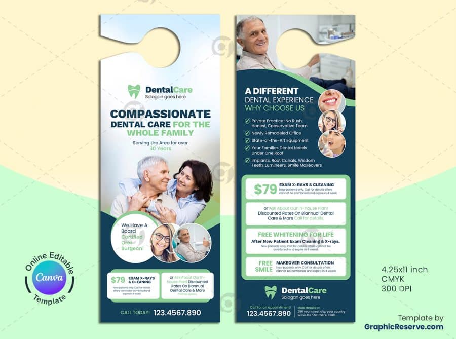 Dental Pricing Door Hanger Design Template - Editable in Canva - Image 2