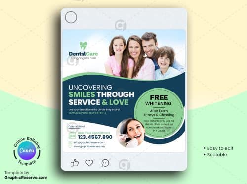 Dental Service Offer Digital Marketing Poster Design Cana Template