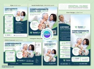 Dental Service Fee 3 in 1 Flyer Canva Template Bundle – Canva template