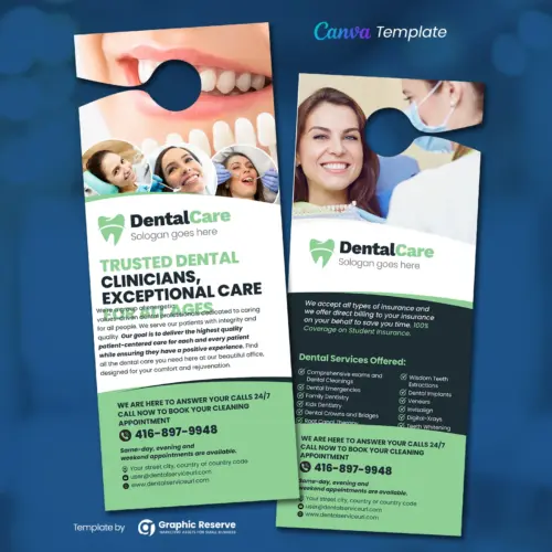 Dentistry Door Hanger Canva Template