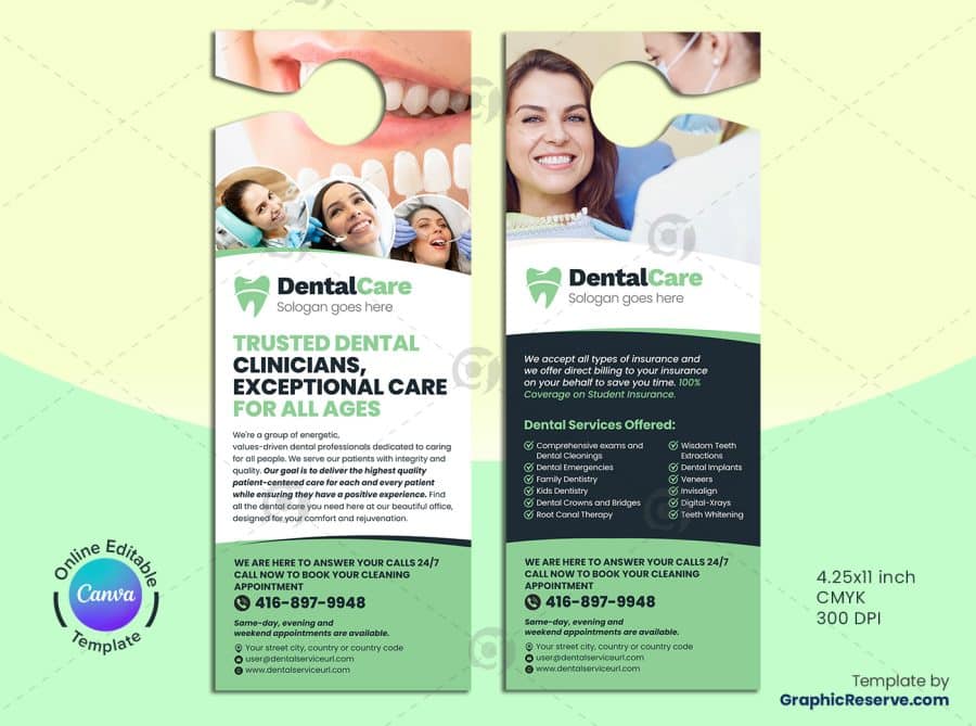 Dentistry Door Hanger Canva Template - Image 2