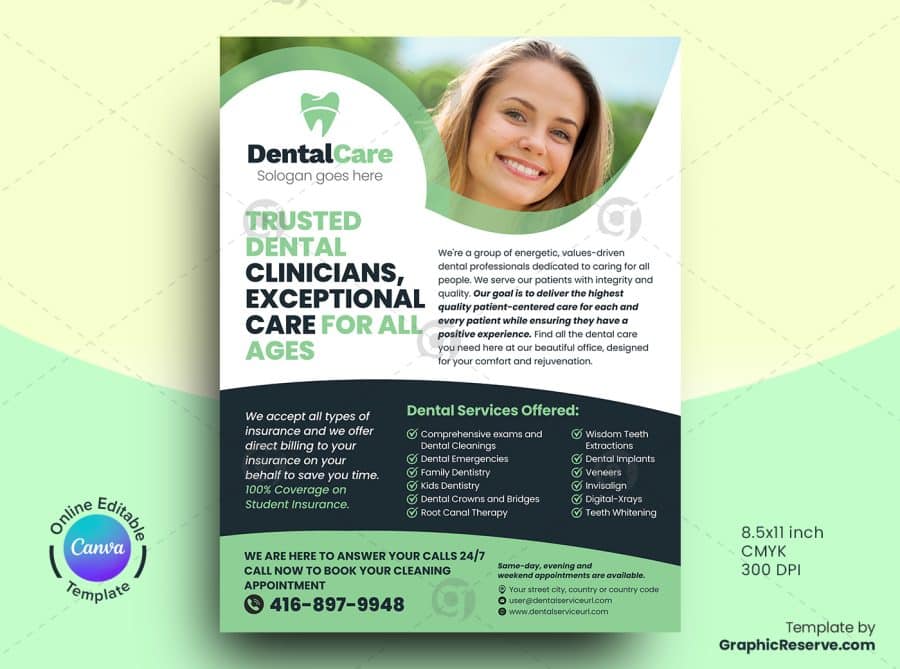 Dentistry Flyer Design Canva Template - Image 2