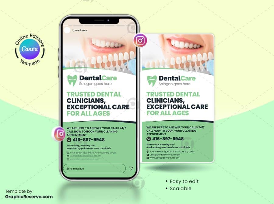 Dentistry Instagram Story Banner Canva Template