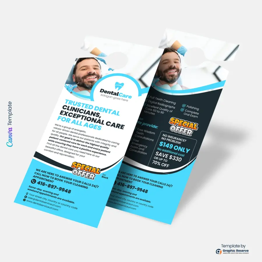 Dentistry Door Hanger Editable Canva Template
