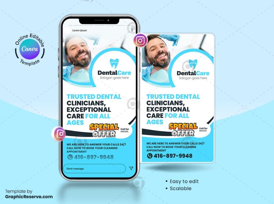 Dentistry Promotional Instagram Story Canva Template