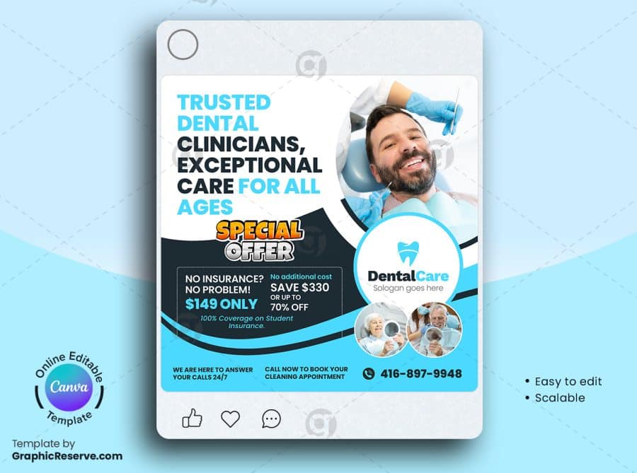 Dentistry Promotional Social Media Banner Canva Template