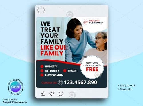 Elder Care Social Media Banner Canva Template