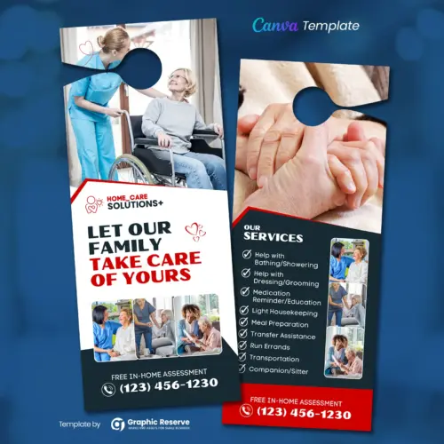 Family Caring Door Hanger Canva Template
