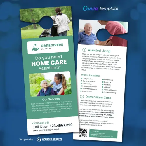 Home Care Assistant Canva Door Hanger Design
