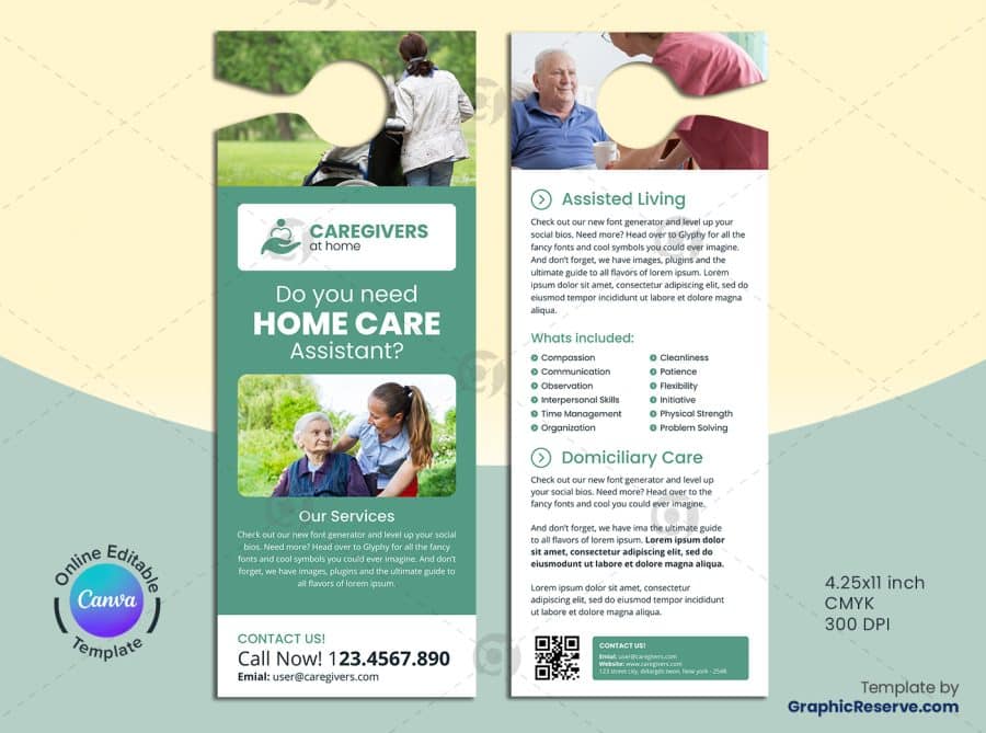 Home Care Assistant Canva Door Hanger Design - Image 2