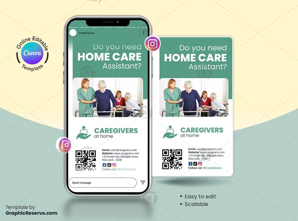 Caregivers Hiring Canva Instagram Story Banner – Canva template