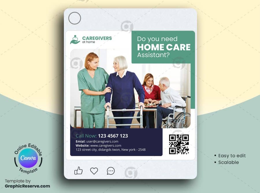 Home Care Assistant Canva Social Media Post
