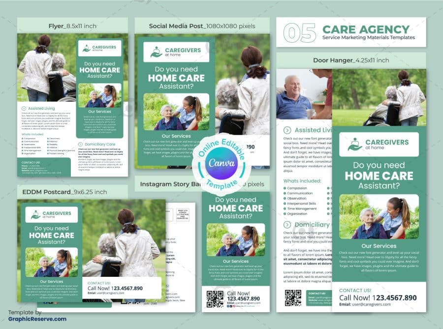 Home Care Service Canva Template Bundle