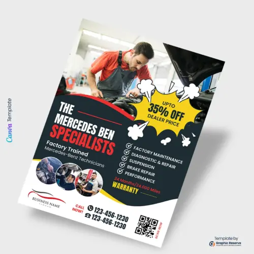 Mercedes Car Repairing Canva Flyer