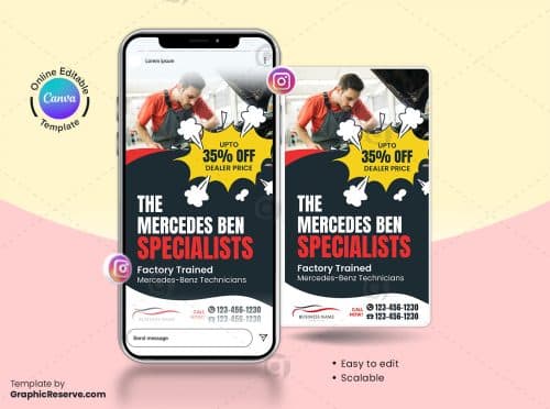 Mercedes Car Repairing Canva Instagram Story Banner