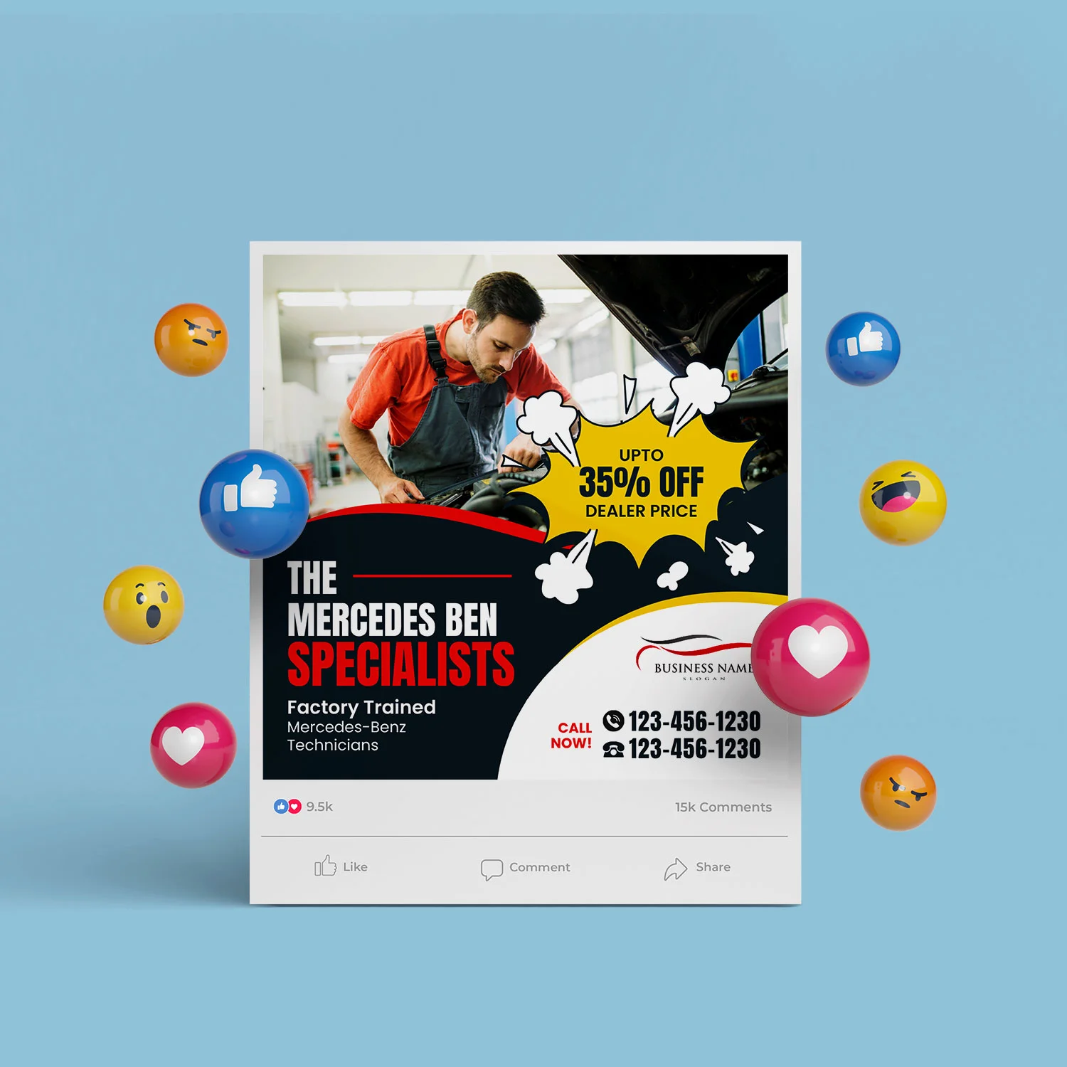 Mercedes Car Repairing Canva Social Media Banner