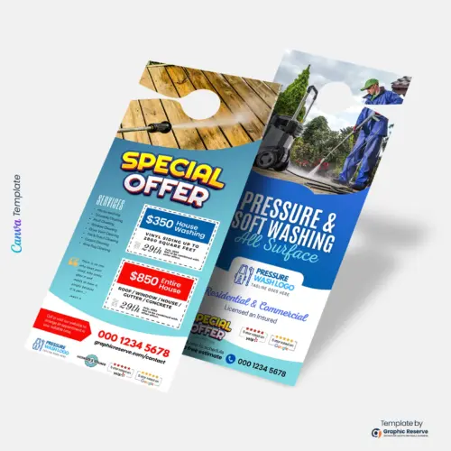 Pressure Washing Marketing Door Hanger – Editable Canva Template