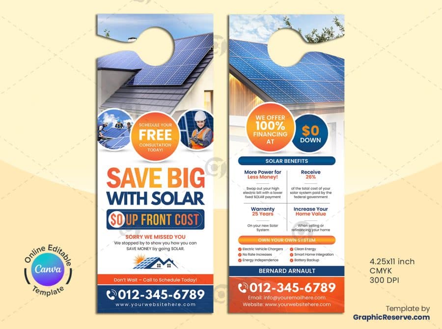 Solar Door Hanger Canva Template