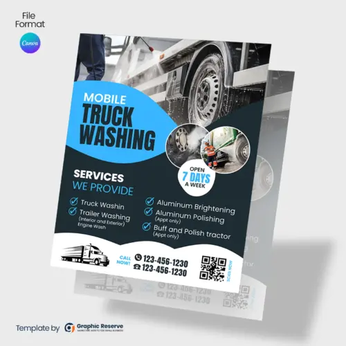Truck Washing Service Advertising Flyer Template