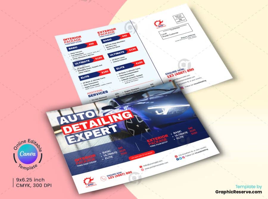 Auto Detailing Expert EDDM Mailer Canva Template