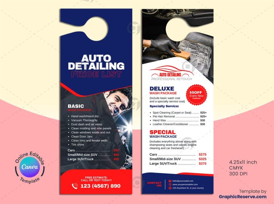 Auto Detailing Pricing Door Hanger