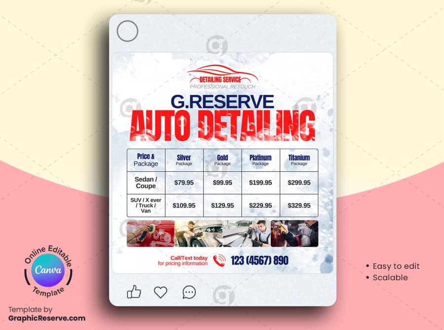 Auto Detailing Pricing Social Media Banner 2v
