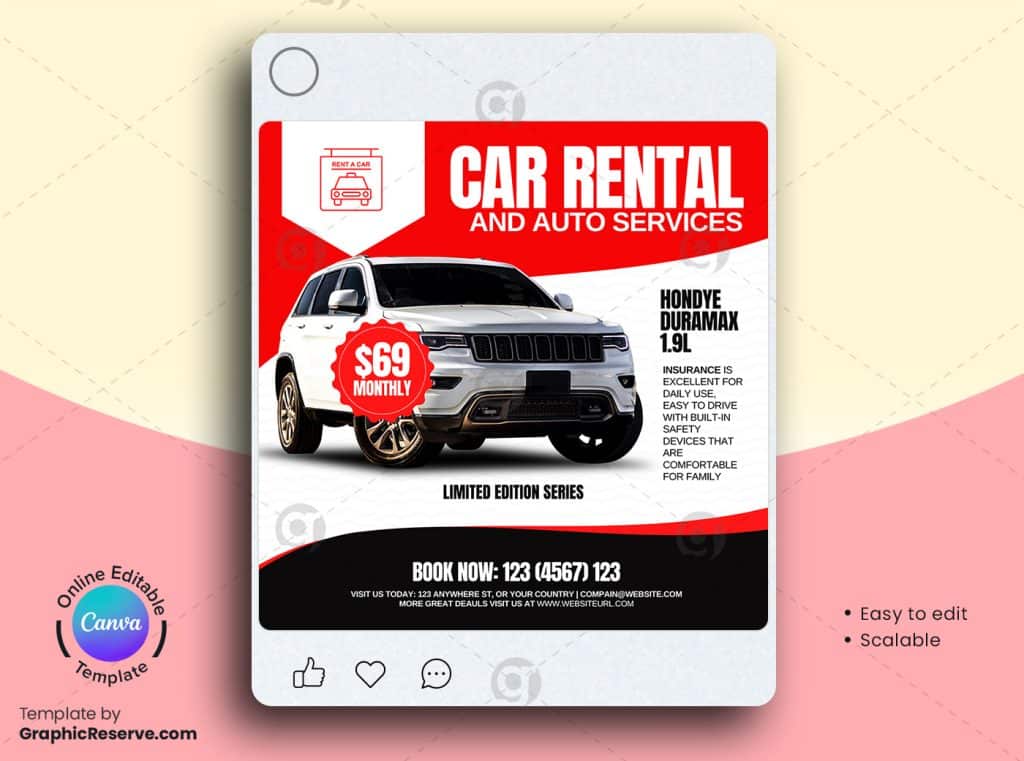 Car Rental Instagram Post Design