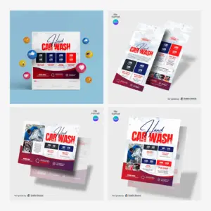 Car Wash Coupon Offer Marketing Material Canva Template Bundle