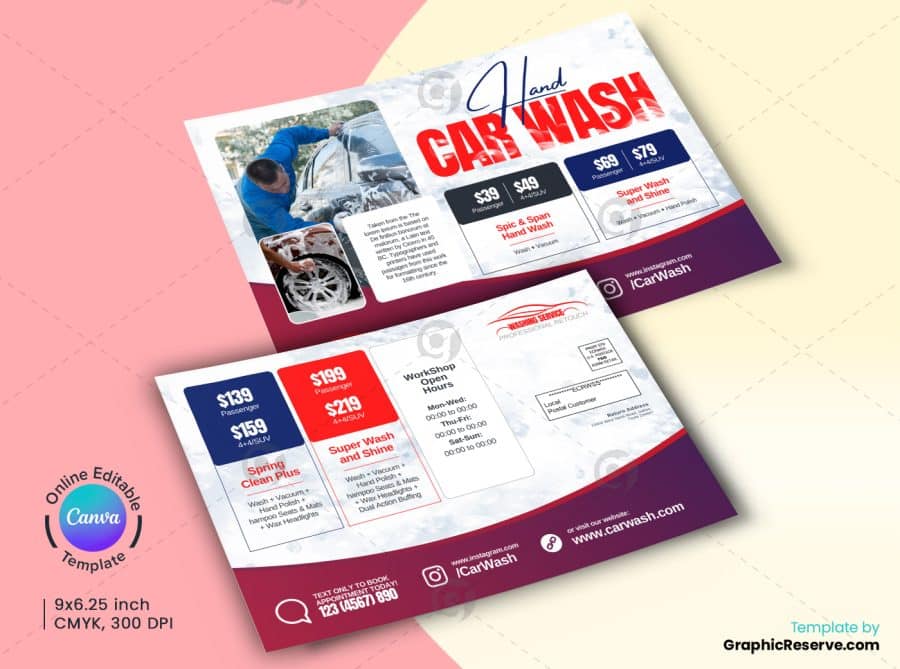 Car Wash Direct Mail EDDM Canva Template.b