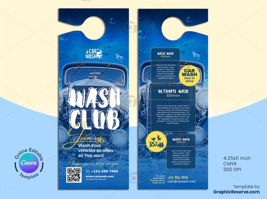 Car Wash Door Hanger 1v