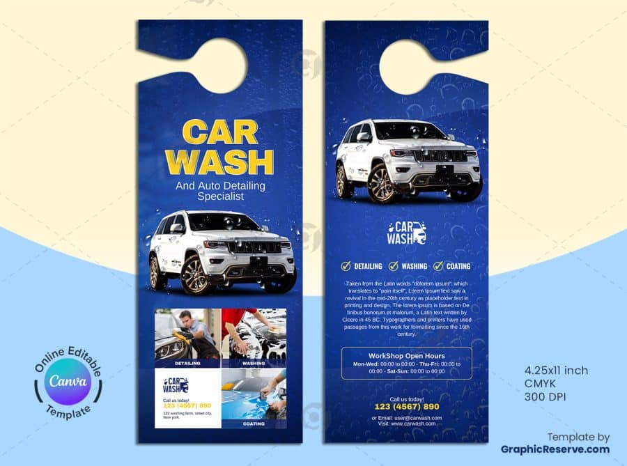 Car Wash Door Hanger 2v