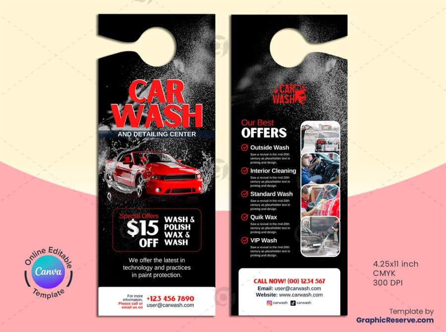 Car Wash Service Door Hanger 2v