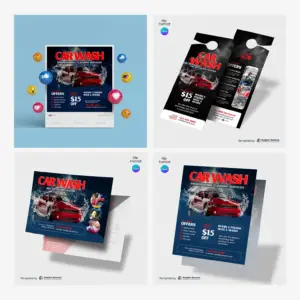 Car Wash Servicing Canva Template Marketing Material Bundle
