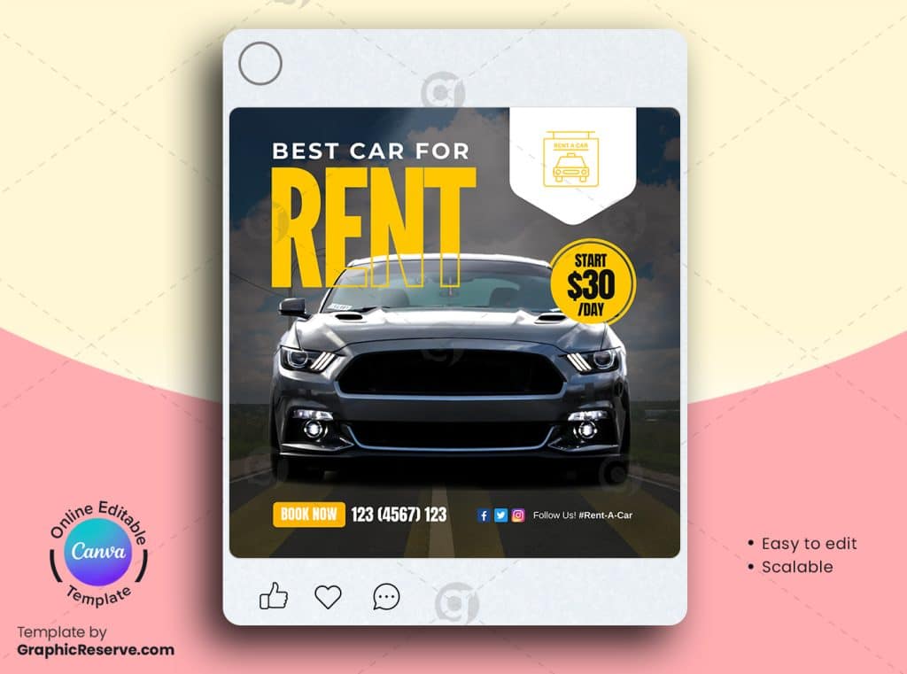 Car for Rent Instagram Post