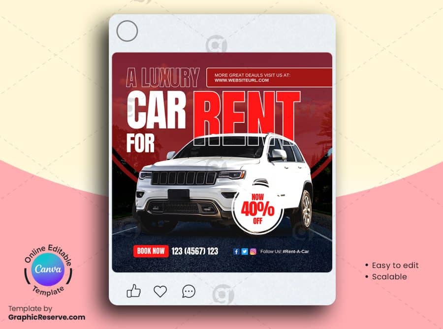 Car for Rent Social Media Banner