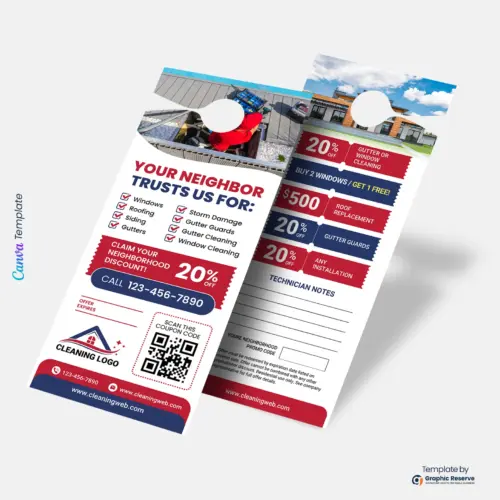 Cleaning Business Door Hanger Design (Canva Template)