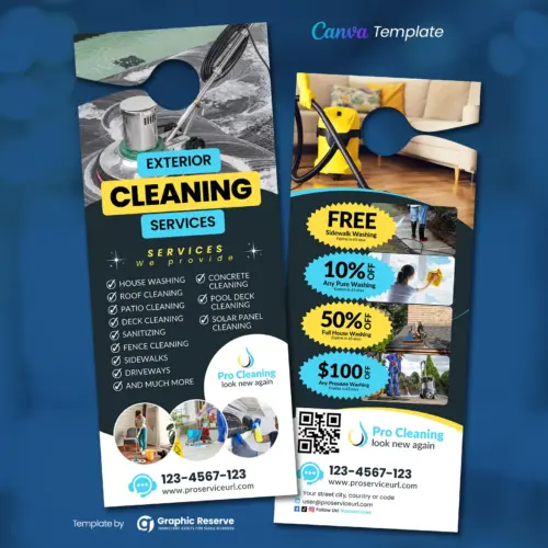 Cleaning Service Door Hanger Canva Template