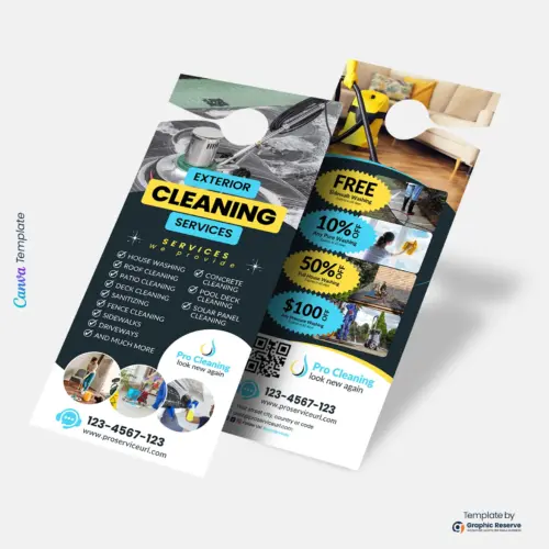 Cleaning Service Door Hanger Canva Template