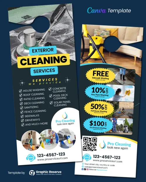 Cleaning Service Door Hanger Canva Template