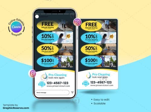 Cleaning Service Instagram Story Banner Canva Template