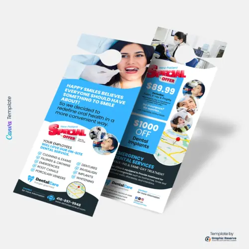 Dental Service Door Hanger Canva Template | Editable Flyer for Dentists