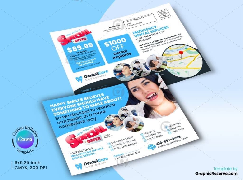 Dental Service EDDM Mailer Canva Template