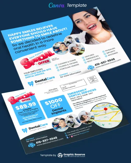 Dental Service EDDM Mailer Canva Template