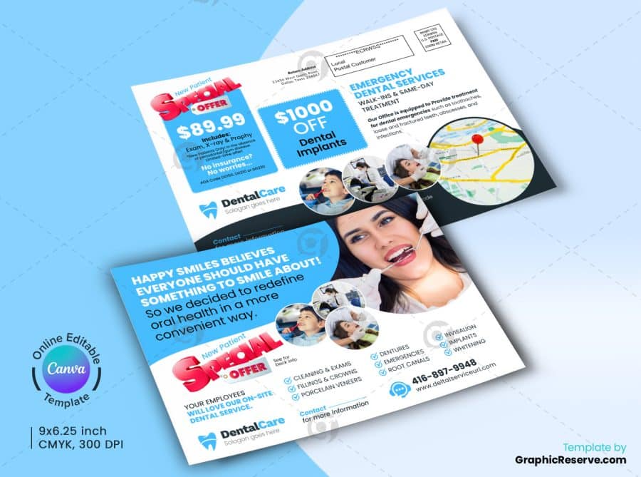 Dental Service EDDM Mailer Canva Template