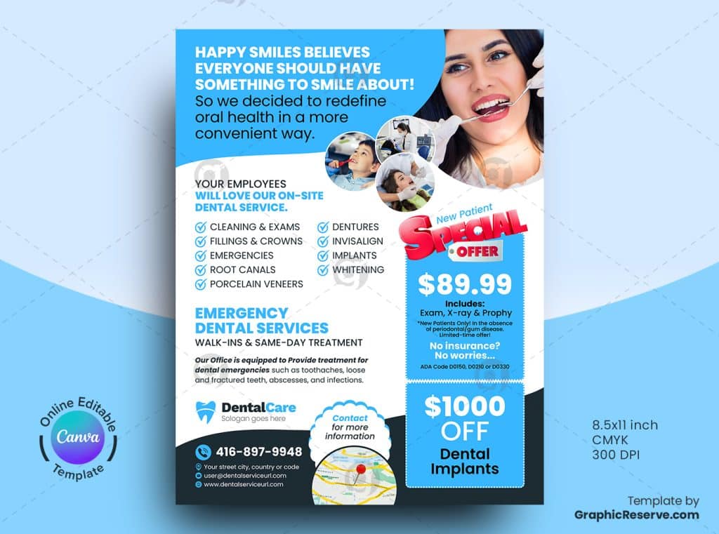 Dental Service Flyer Canva Template